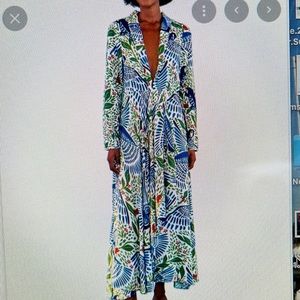 FARM Rio Blue Macaw Flight Maxi Dress